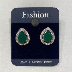 Green Teardrop Earrings NWOT